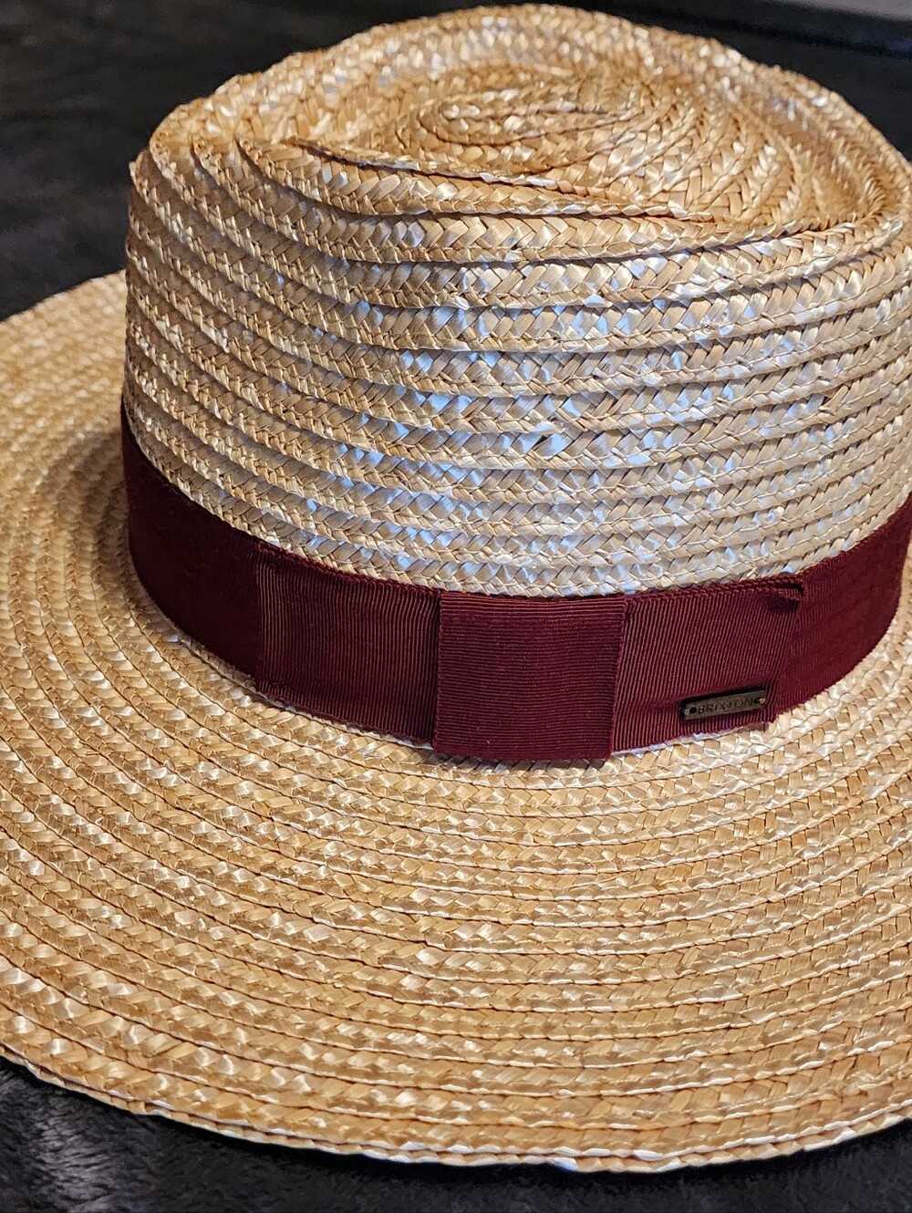 BRIXTON WOMEN'S STRAW HAT WITH BURGANDY RIBBON SIZE S - Picture 8 of 11